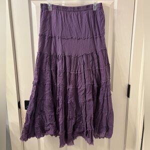 Purple Tiered Ruffled Maxi Skirt